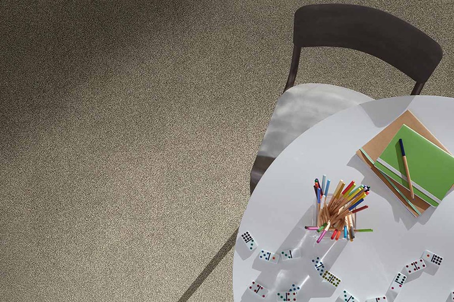 Round table on carpet floor.